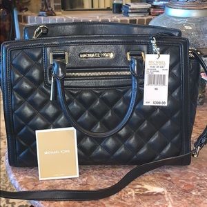 Black Michael Korda Quilted Purse